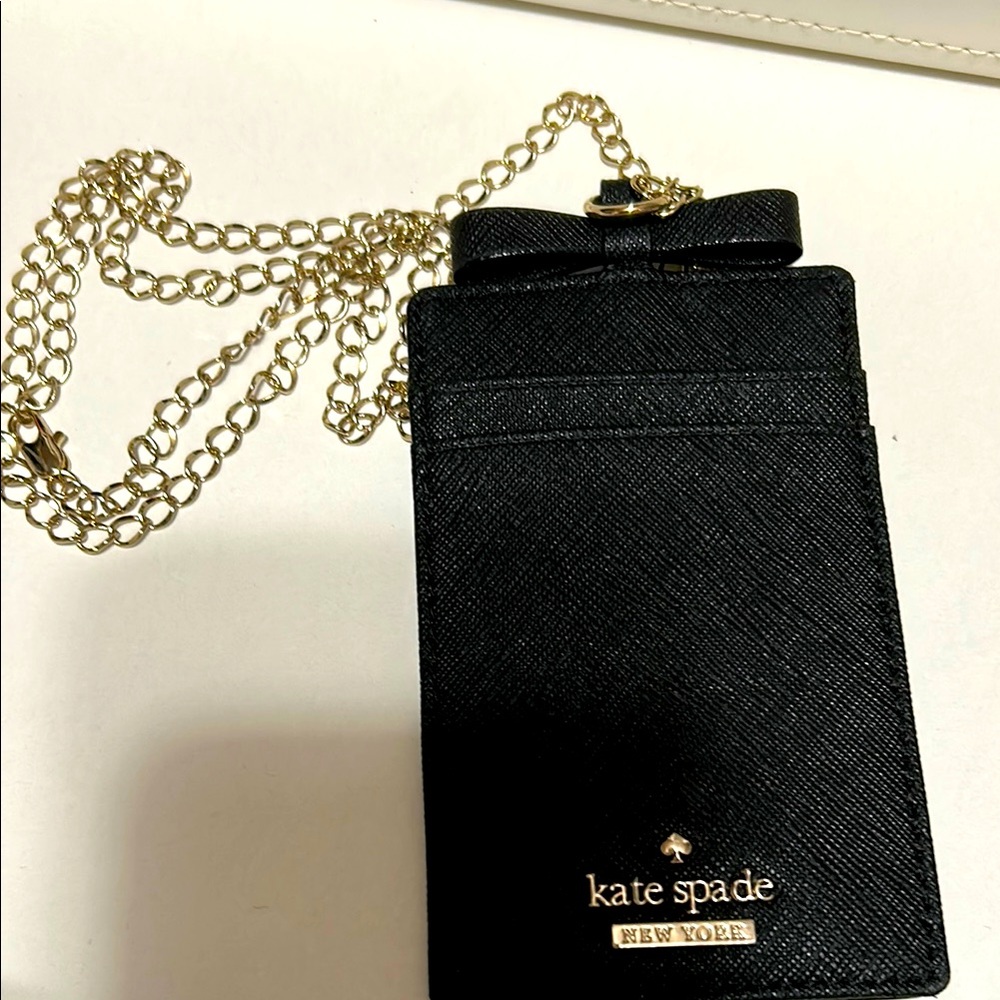 Kate Spade Black Badge Holder W/Chain